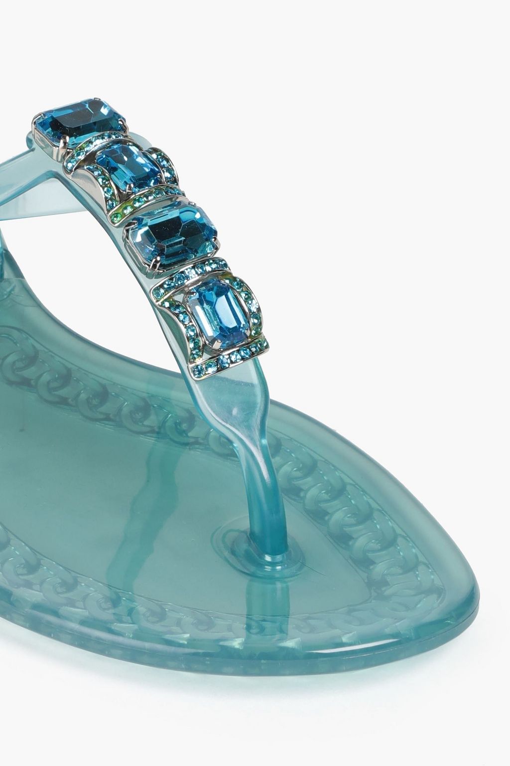 CASADEI Crystal-embellished rubber slingback sandals