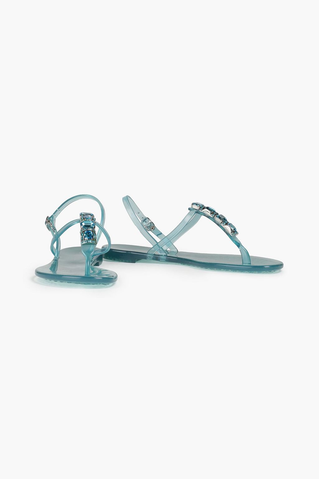 CASADEI Crystal-embellished rubber slingback sandals