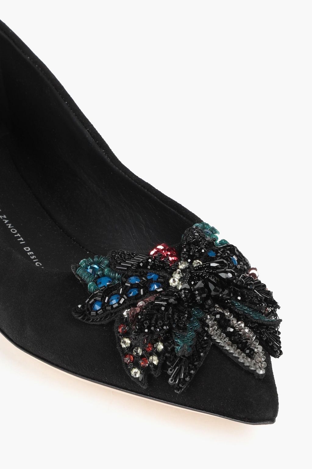 GIUSEPPE ZANOTTI Embellished velvet ballet flats