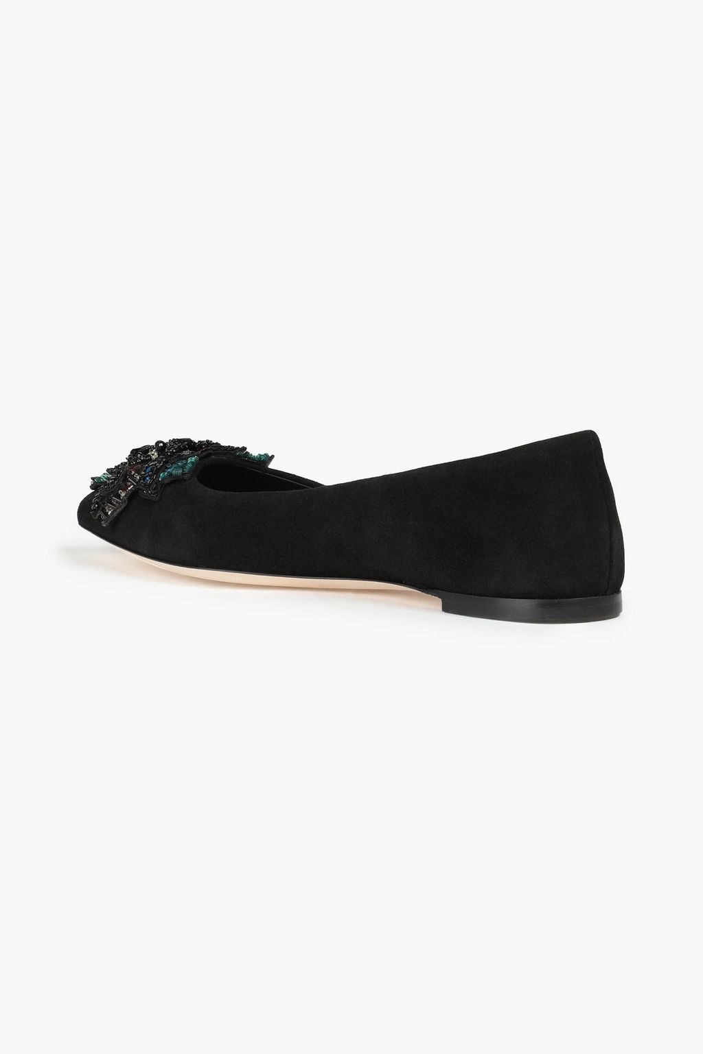 GIUSEPPE ZANOTTI Embellished velvet ballet flats