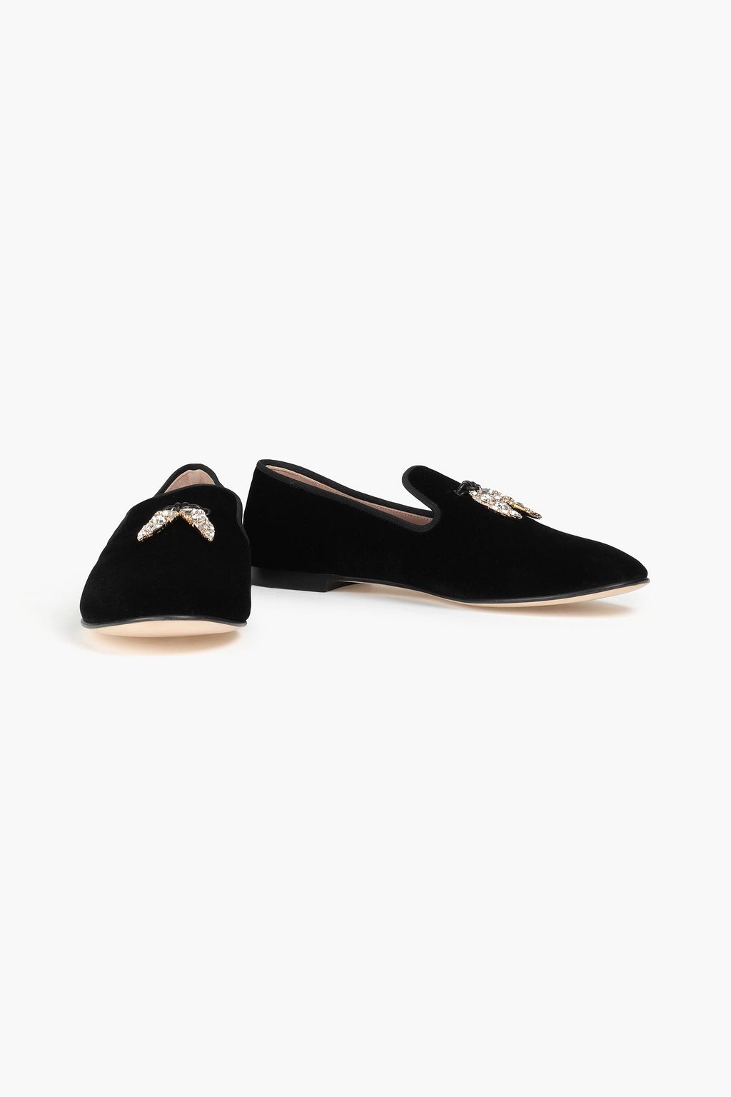 GIUSEPPE ZANOTTI Embellished velvet loafers