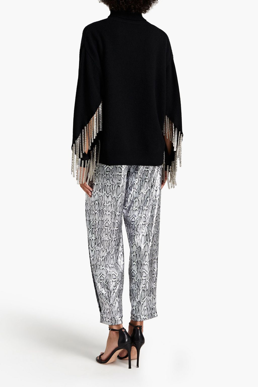 CHRISTOPHER KANE Embellished wool, silk and cashmere-blend turtleneck sweater