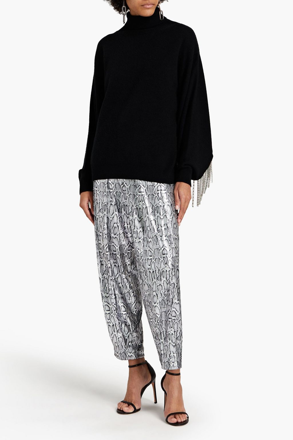 CHRISTOPHER KANE Embellished wool, silk and cashmere-blend turtleneck sweater