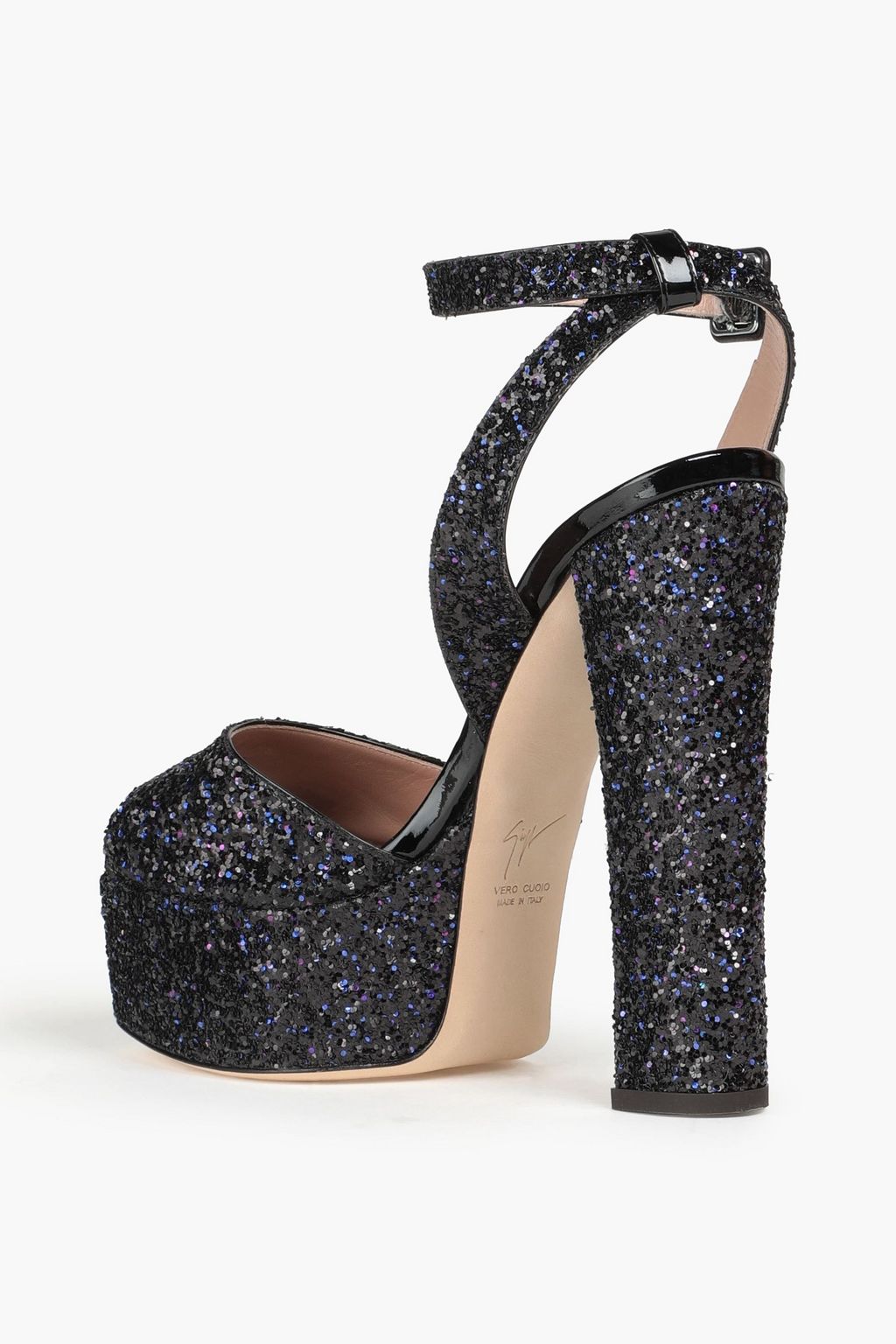 GIUSEPPE ZANOTTI Croc-effect leather platform sandals