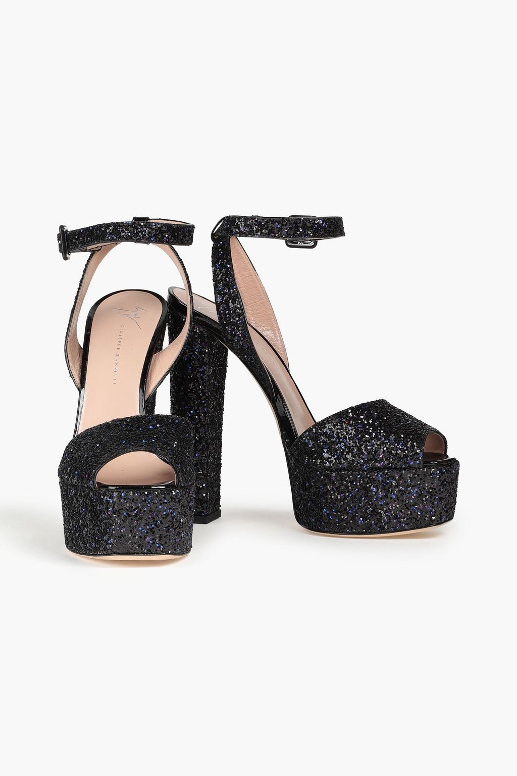 GIUSEPPE ZANOTTI Croc-effect leather platform sandals