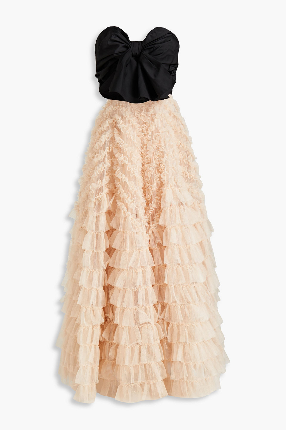 Redvalentino Woman Strapless Taffeta-paneled Embellished Ruffled Tulle Maxi Dress Blush Size 46