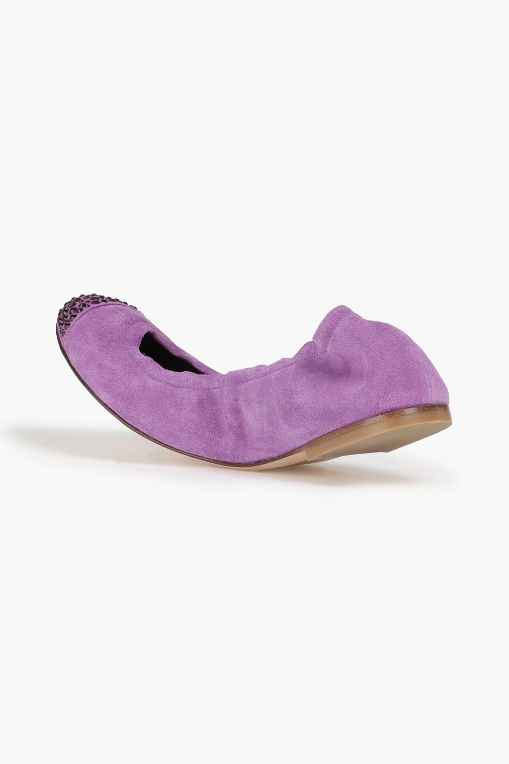CASADEI Crystal-embellished suede ballet flats