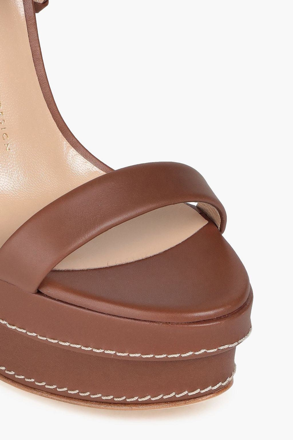 GIUSEPPE ZANOTTI Whipstitched leather wedge sandals
