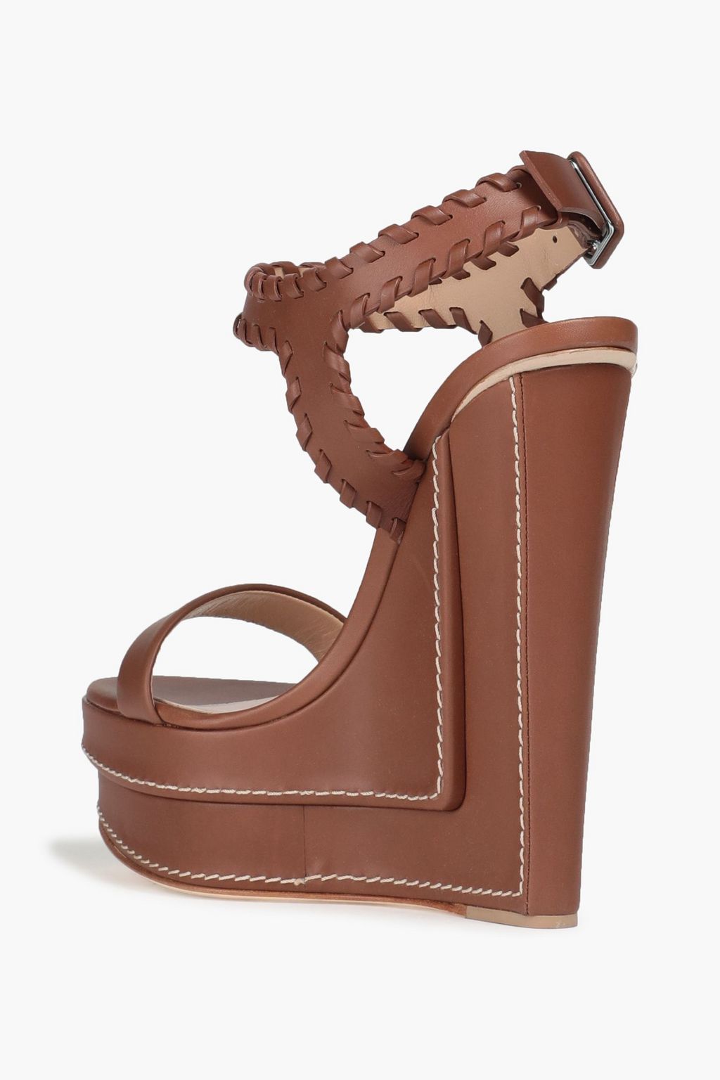 GIUSEPPE ZANOTTI Whipstitched leather wedge sandals