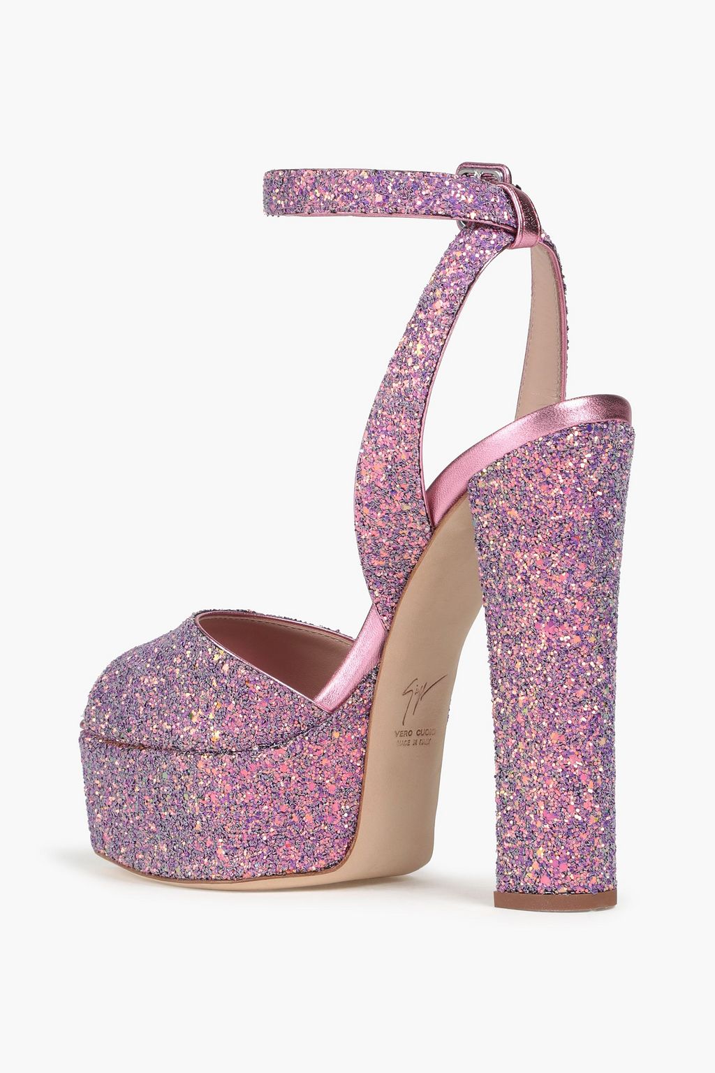 GIUSEPPE ZANOTTI Croc-effect leather platform sandals