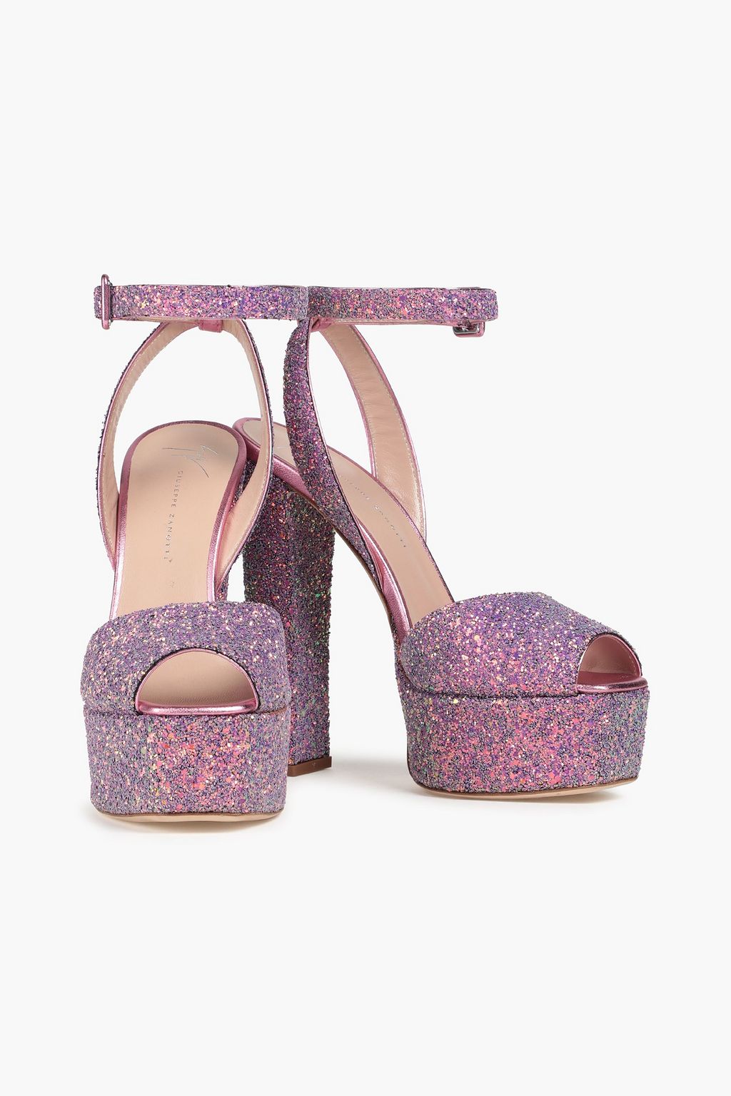 GIUSEPPE ZANOTTI Croc-effect leather platform sandals