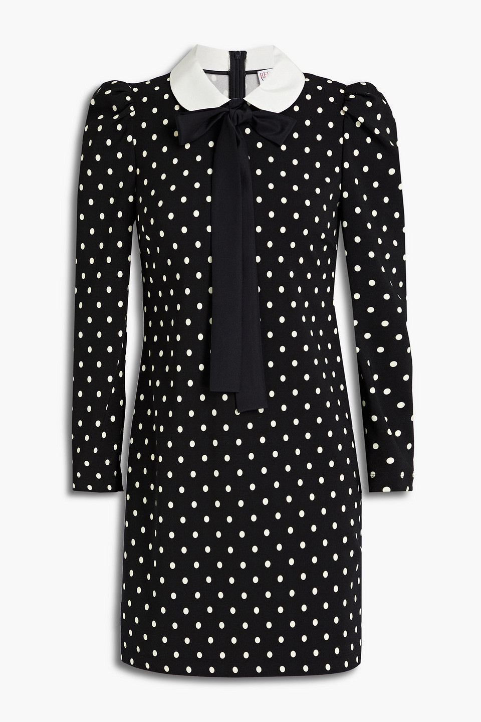Redvalentino Woman Satin-trimmed Polka-dot Crepe Mini Dress Black Size 40