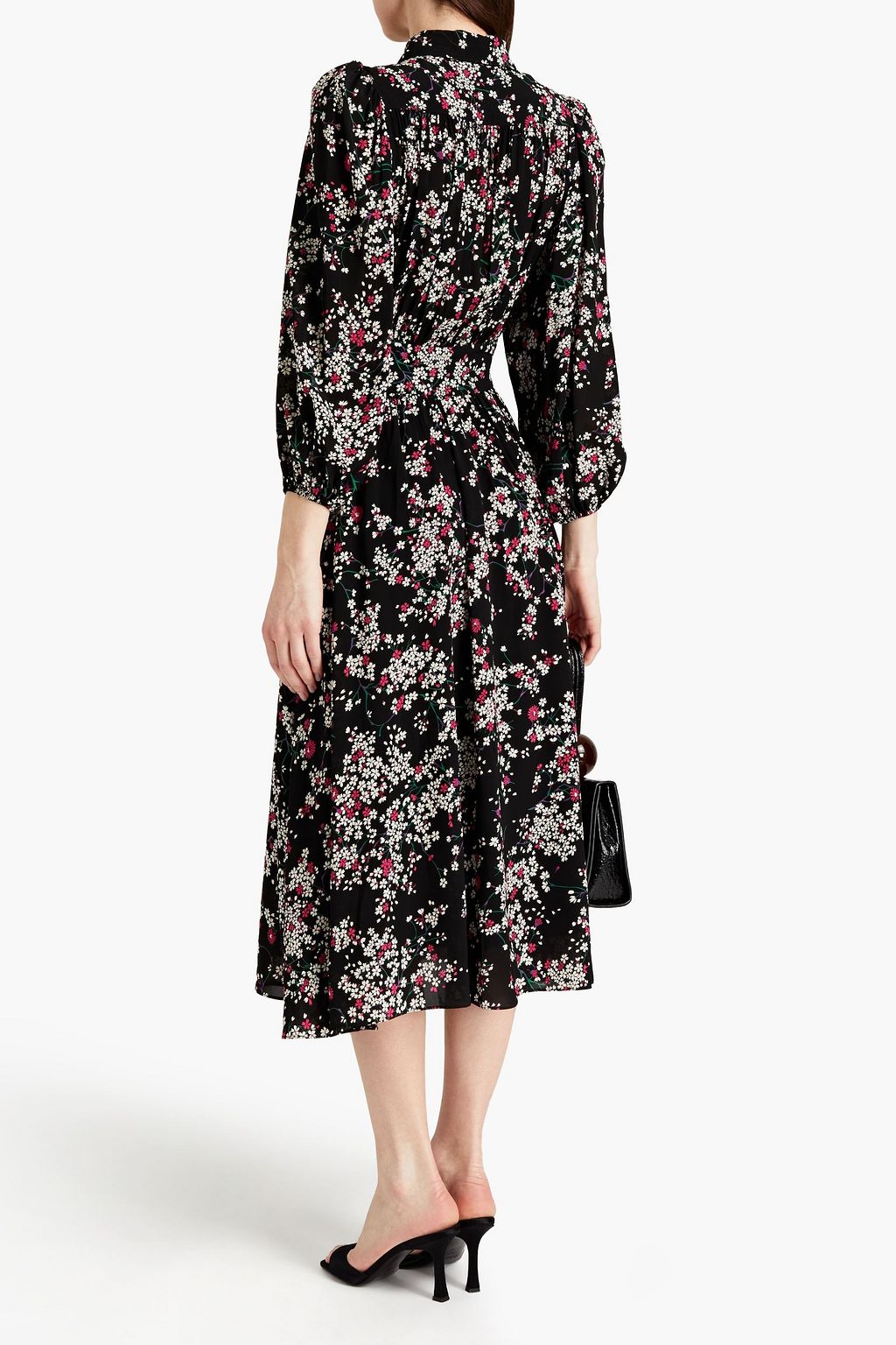 CLAUDIE PIERLOT Rivka gathered floral-print crepe midi shirt dress