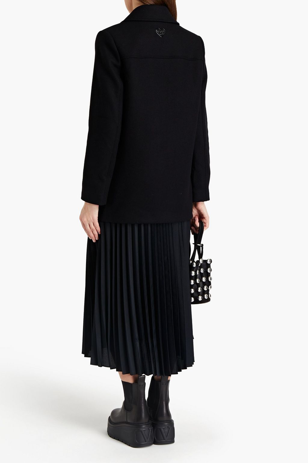 LOVE MOSCHINO Appliquéd wool-blend felt coat