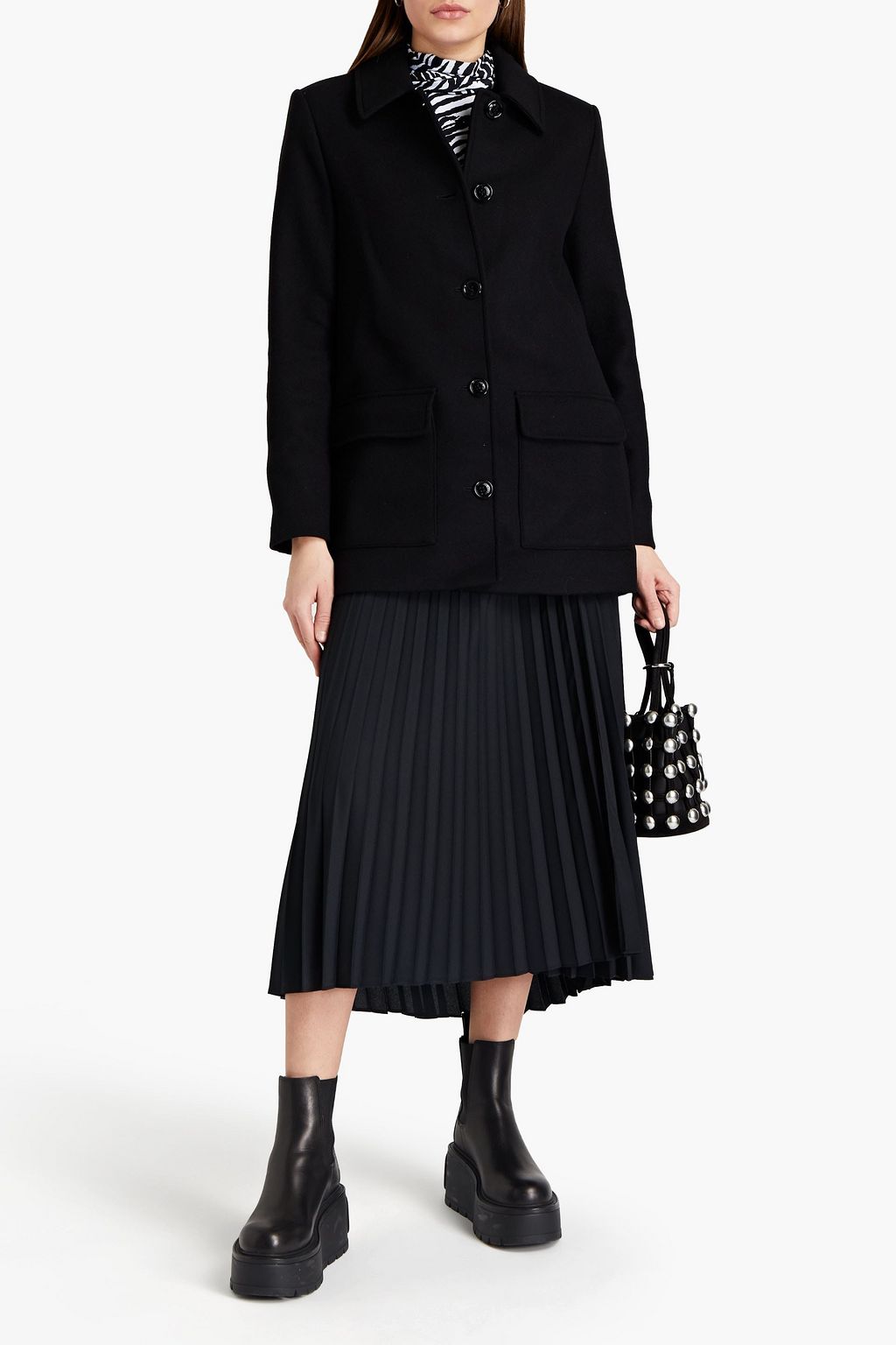 LOVE MOSCHINO Appliquéd wool-blend felt coat