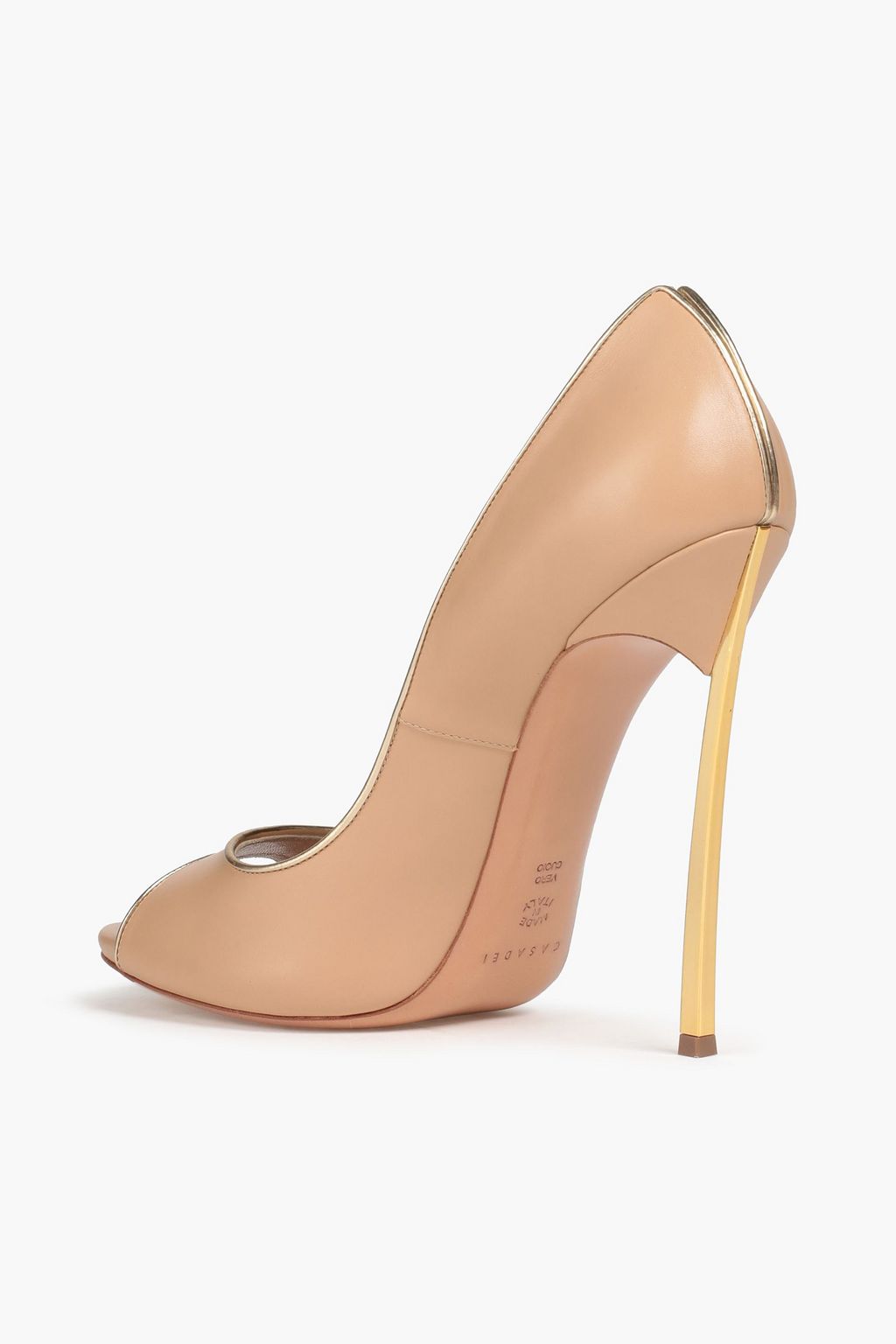 CASADEI Metallic-trimmed leather pumps