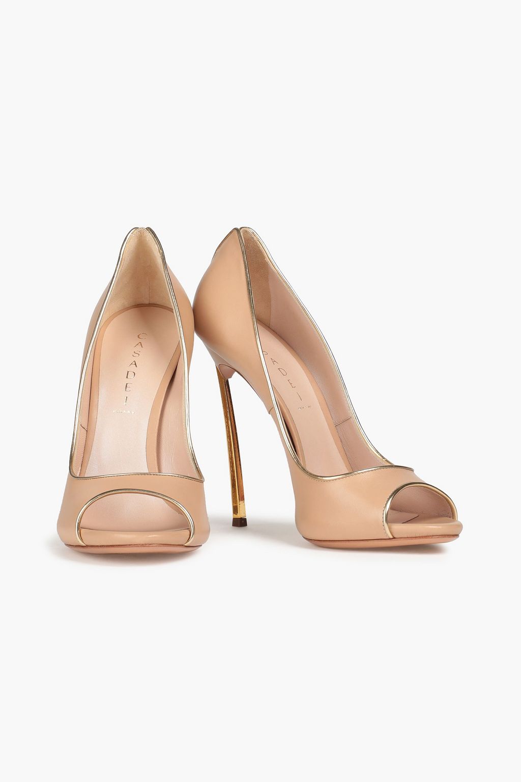 CASADEI Metallic-trimmed leather pumps