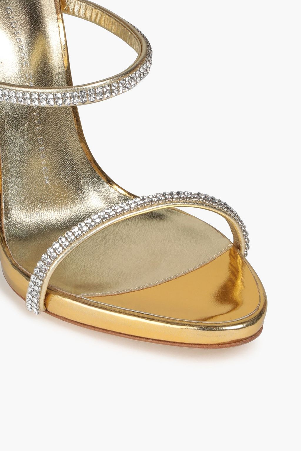 GIUSEPPE ZANOTTI Crystal-embellished metallic leather sandals