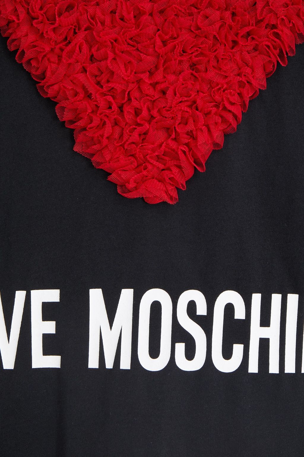 LOVE MOSCHINO Oversized tulle-appliquéd printed cotton-jersey T-shirt