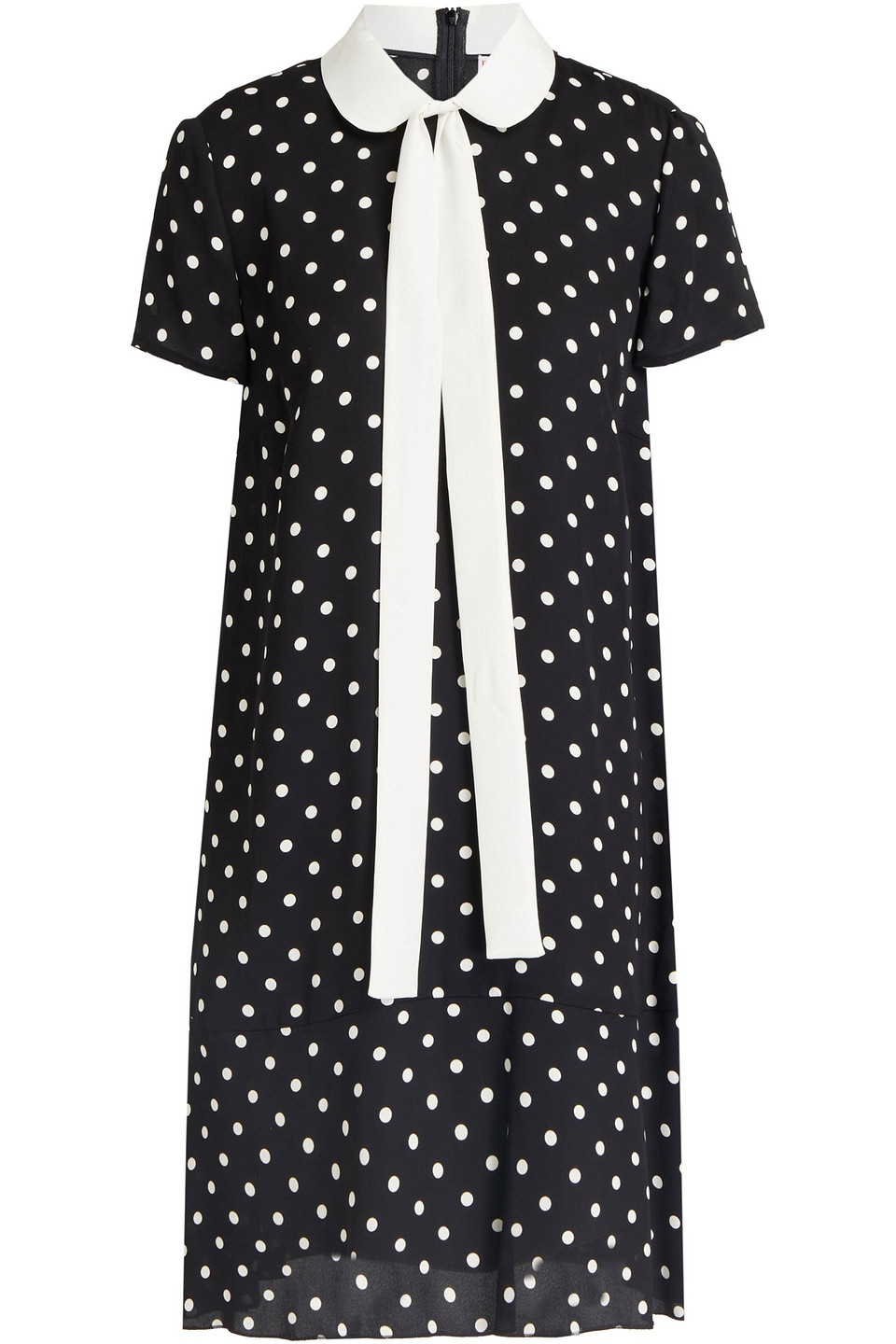 Redvalentino Woman Satin-trimmed Polka-dot Crepe Mini Dress Black Size 42
