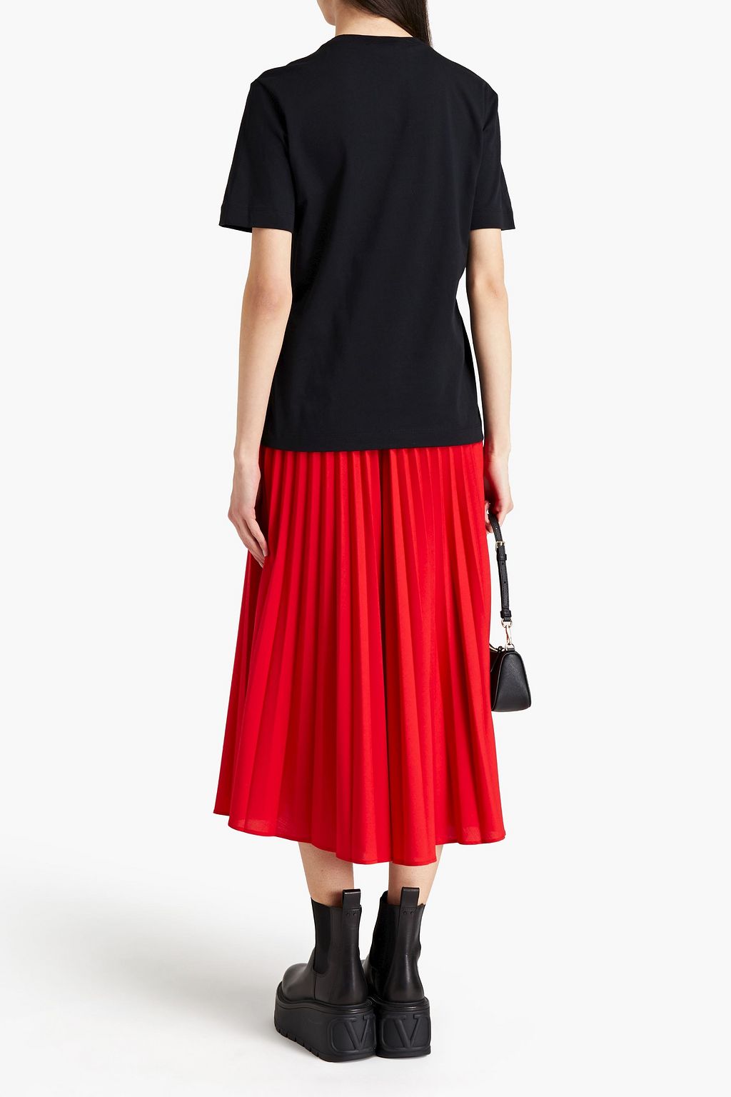 LOVE MOSCHINO Tulle-trimmed printed cotton-jersey T-shirt