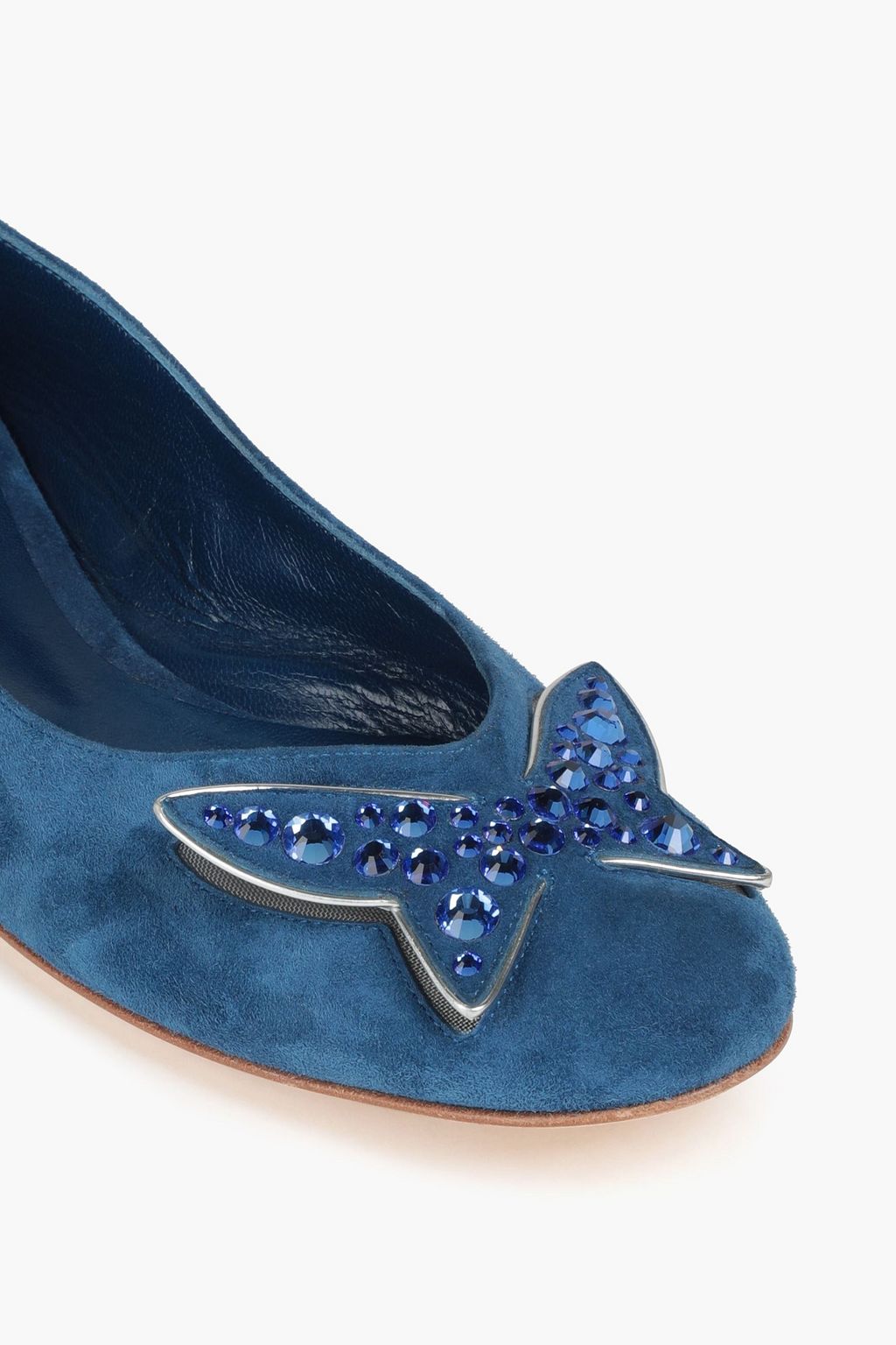 CASADEI Embellished suede ballet flats