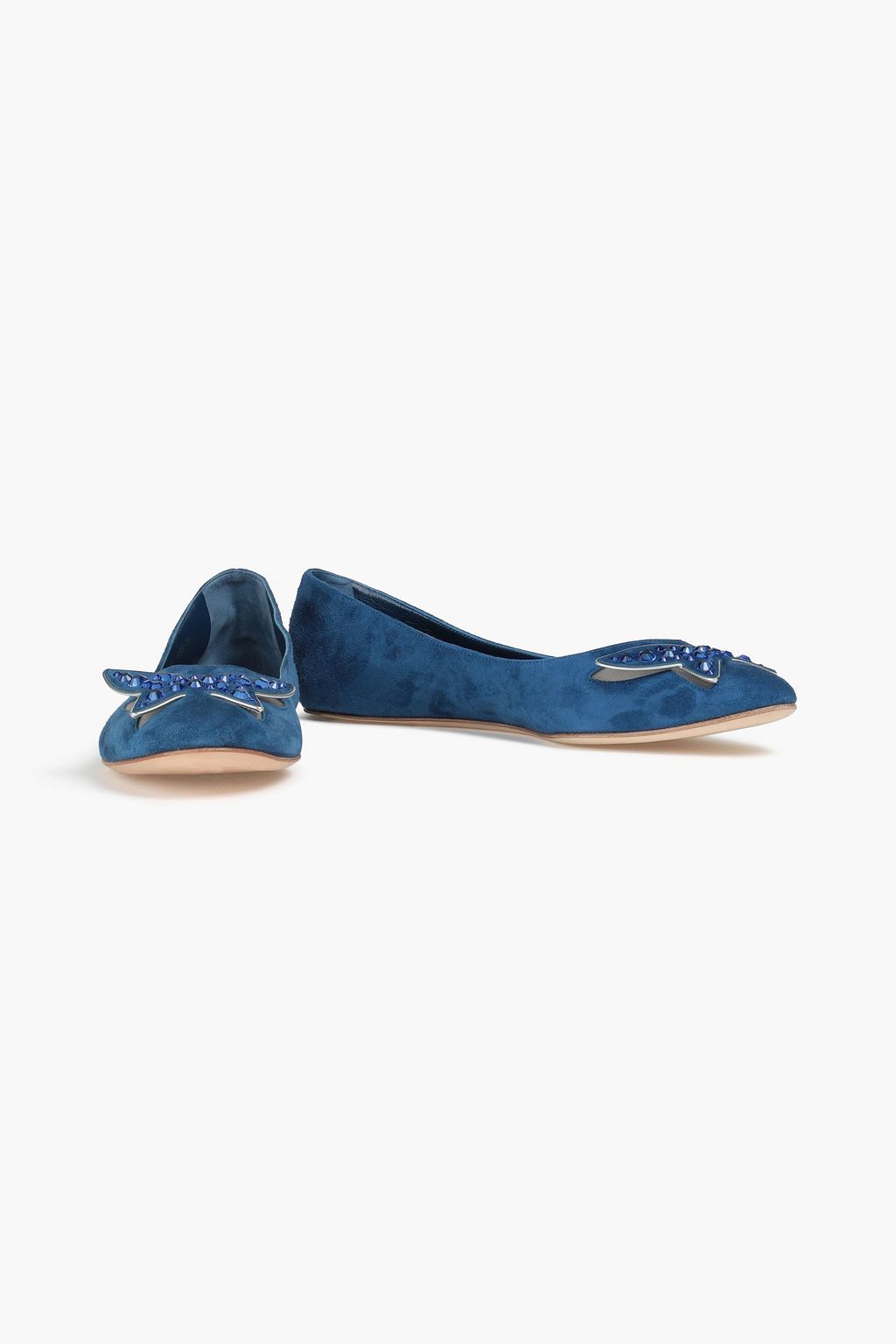 CASADEI Embellished suede ballet flats