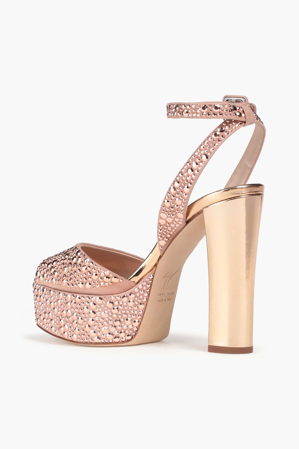 GIUSEPPE ZANOTTI Crystal-embellished suede platform sandals
