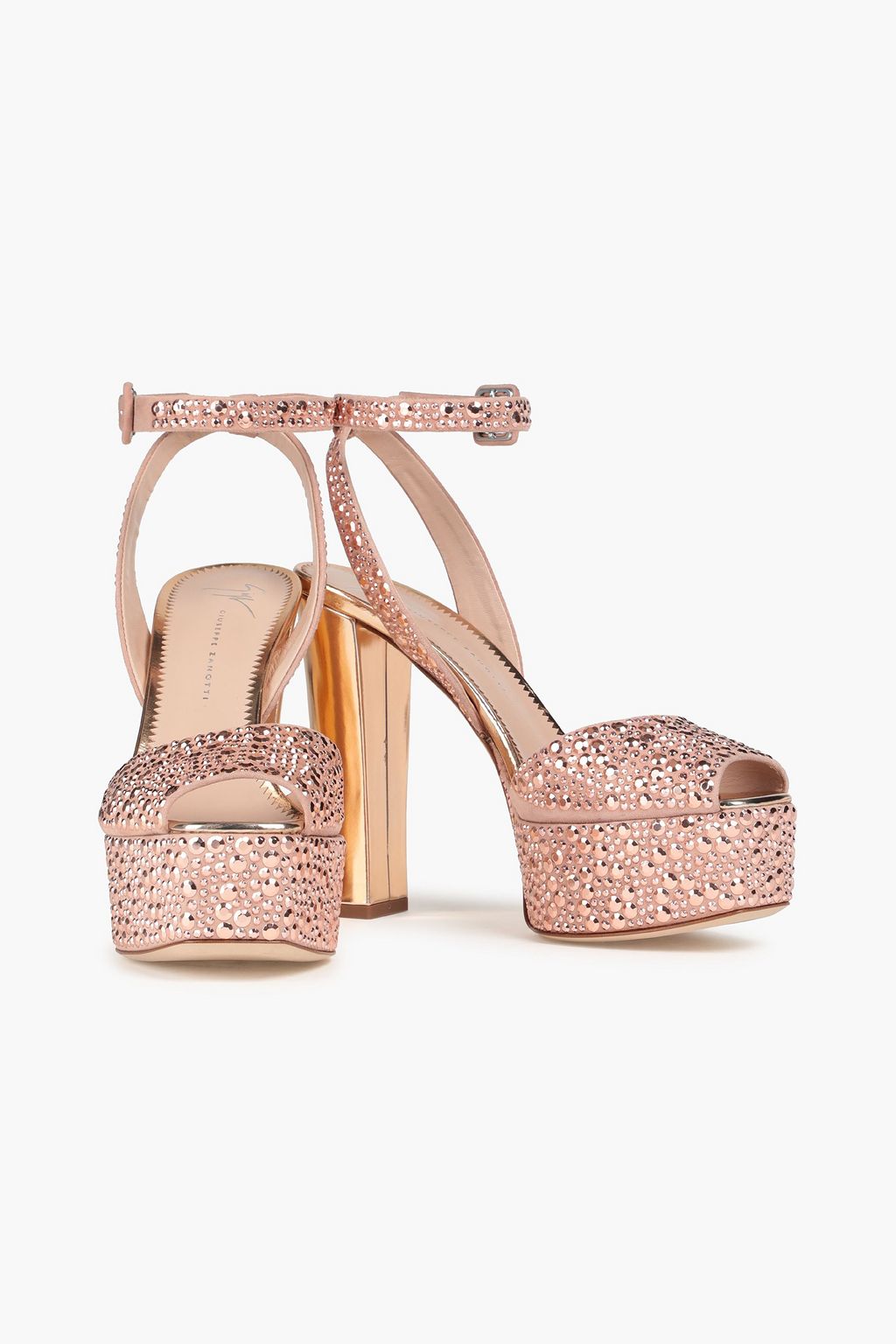 GIUSEPPE ZANOTTI Crystal-embellished suede platform sandals