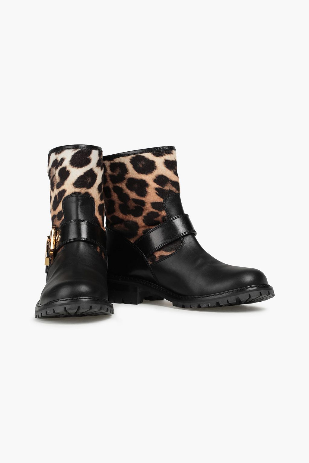 GIUSEPPE ZANOTTI Leopard-print calf hair and leather ankle boots