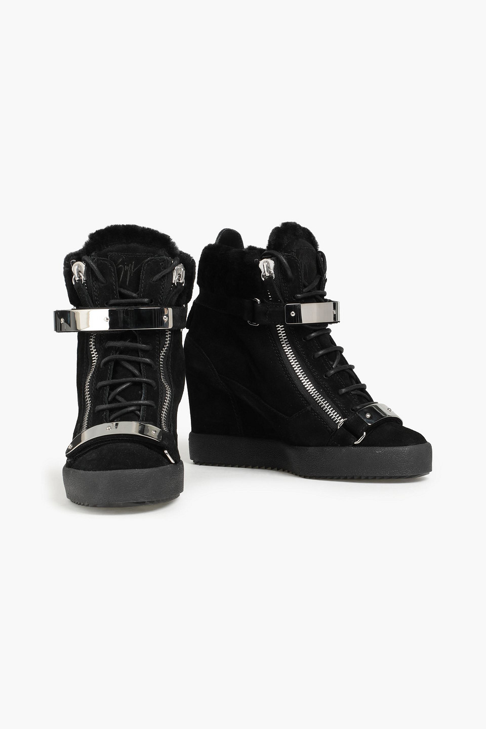 Giuseppe Zanotti Suede Wedge High-top Trainers In Black