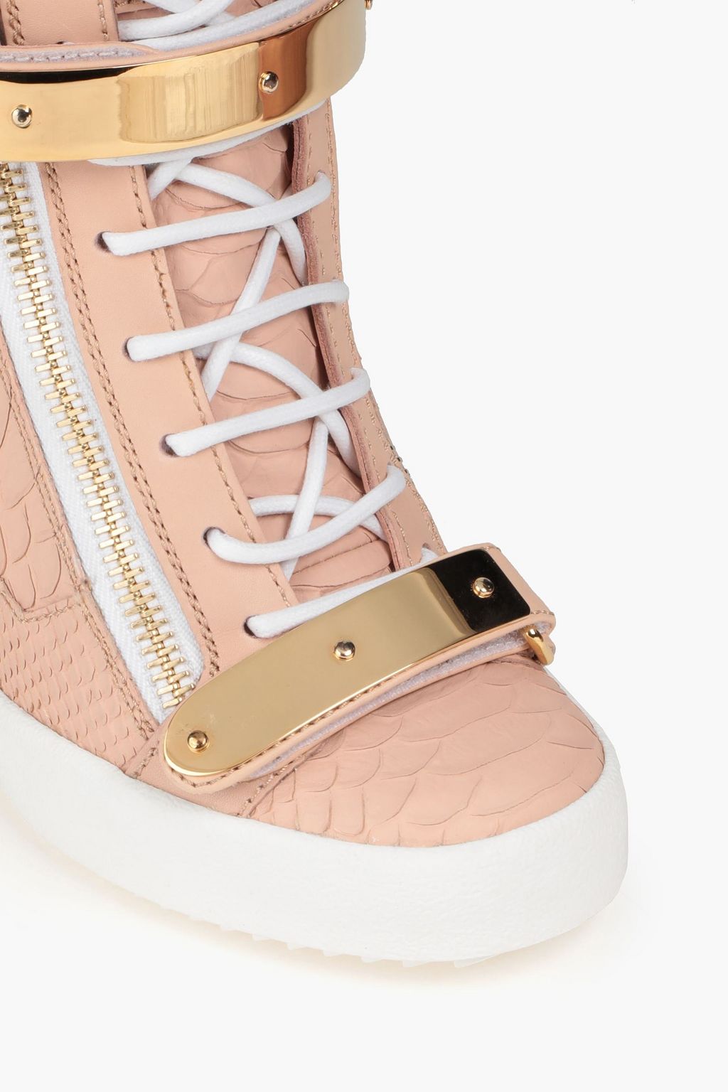 GIUSEPPE ZANOTTI Snake-effect leather wedge high-top sneakers