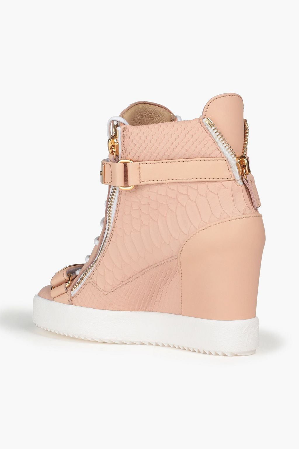 GIUSEPPE ZANOTTI Snake-effect leather wedge high-top sneakers
