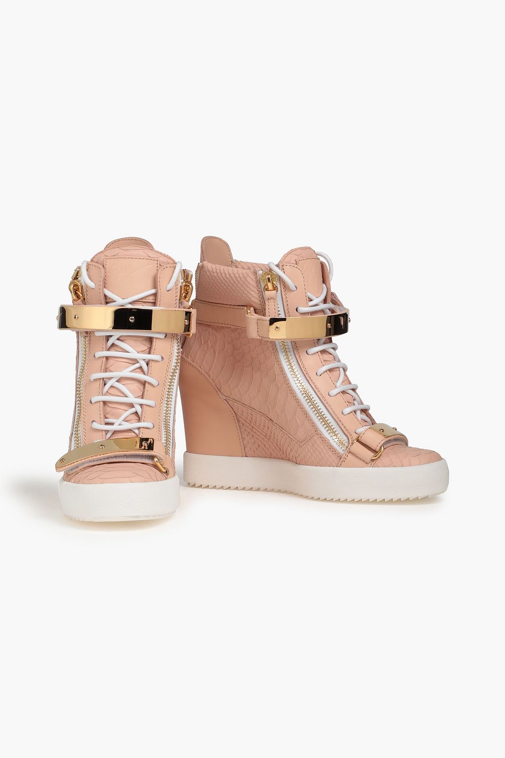 GIUSEPPE ZANOTTI Snake-effect leather wedge high-top sneakers