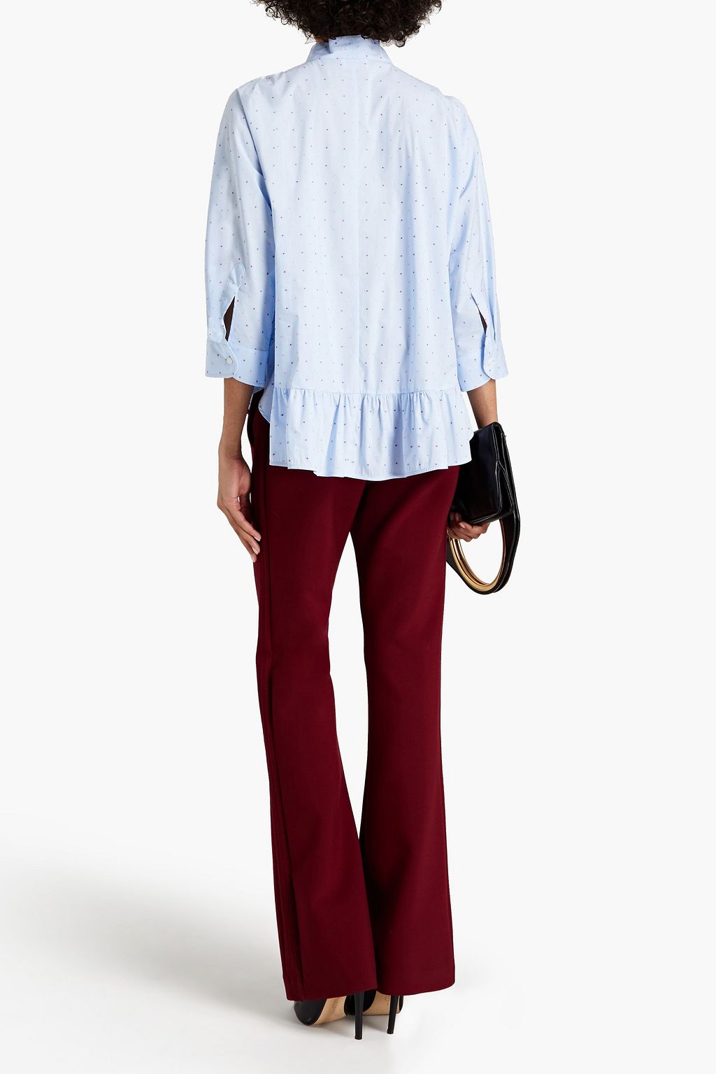 REDVALENTINO Pussy-bow cotton-blend fil coupé blouse