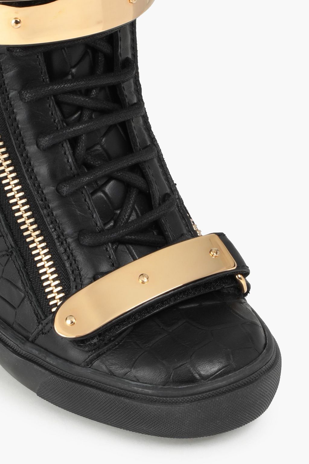 GIUSEPPE ZANOTTI Croc-effect leather wedge high-top sneakers