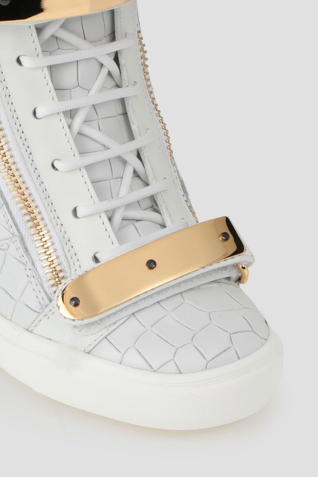 GIUSEPPE ZANOTTI Croc-effect leather wedge high-top sneakers