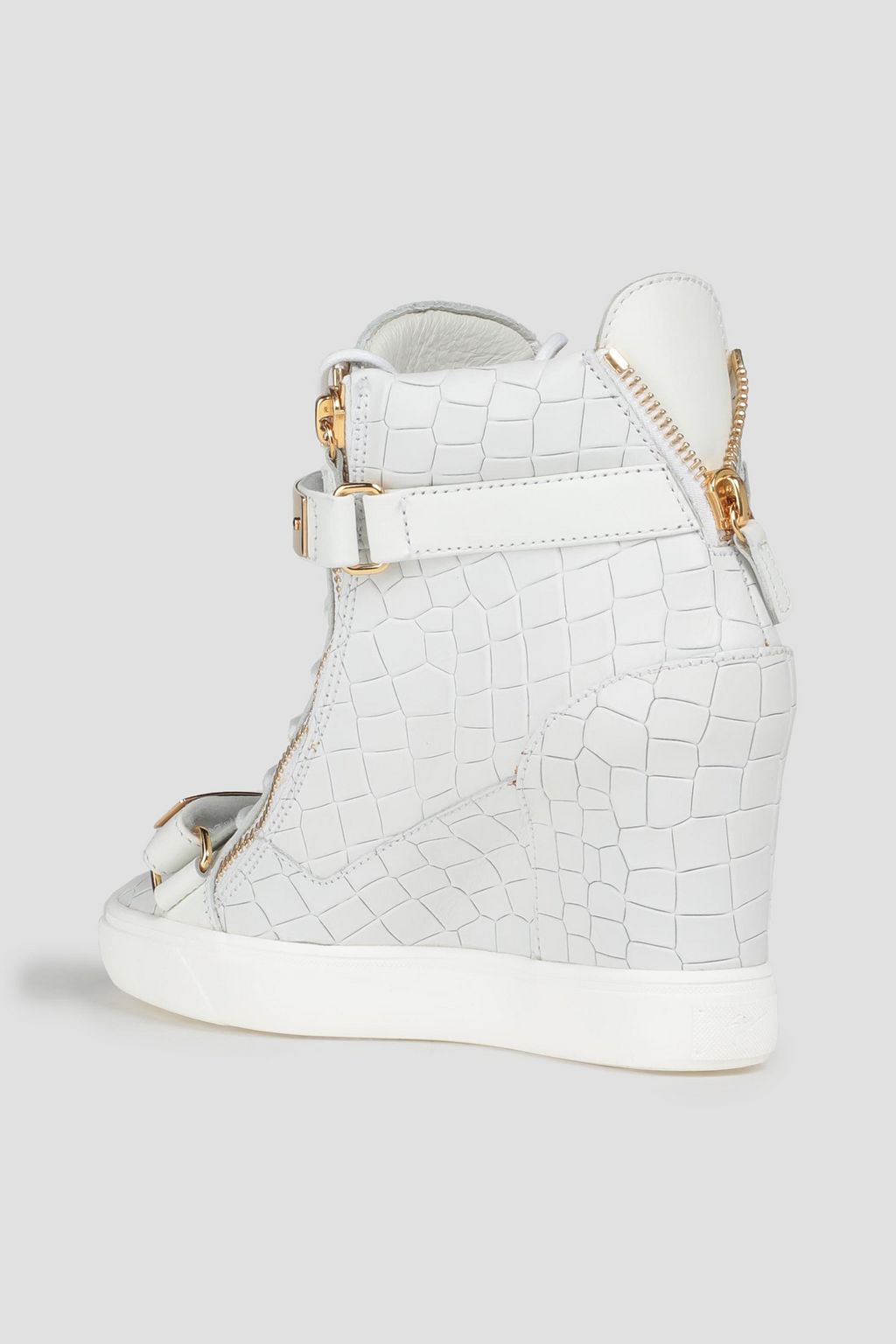 GIUSEPPE ZANOTTI Croc-effect leather wedge high-top sneakers
