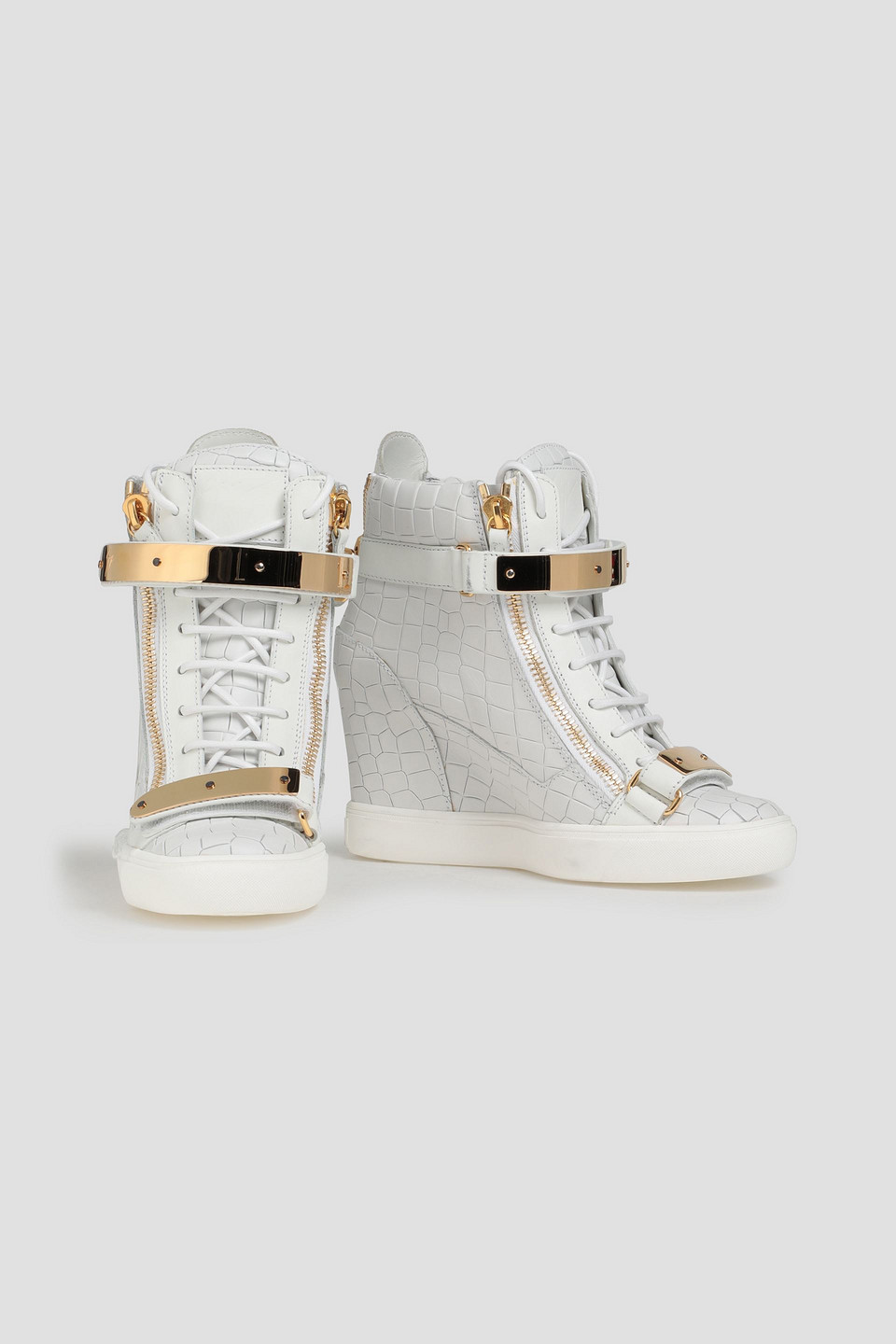 Giuseppe Zanotti Croc-effect Leather Wedge High-top Trainers In Multi