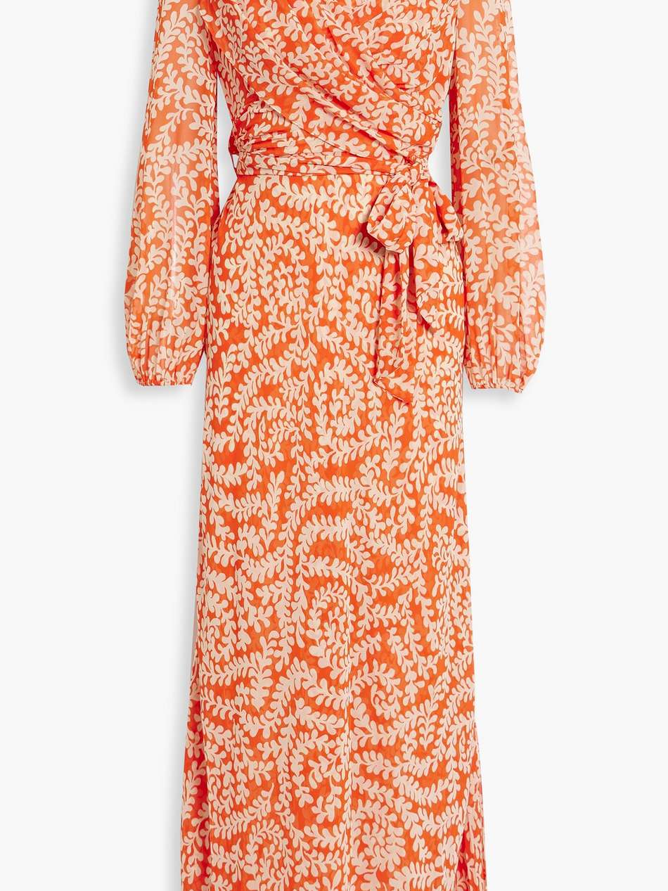 alaric wrap-effect printed georgette maxi dress