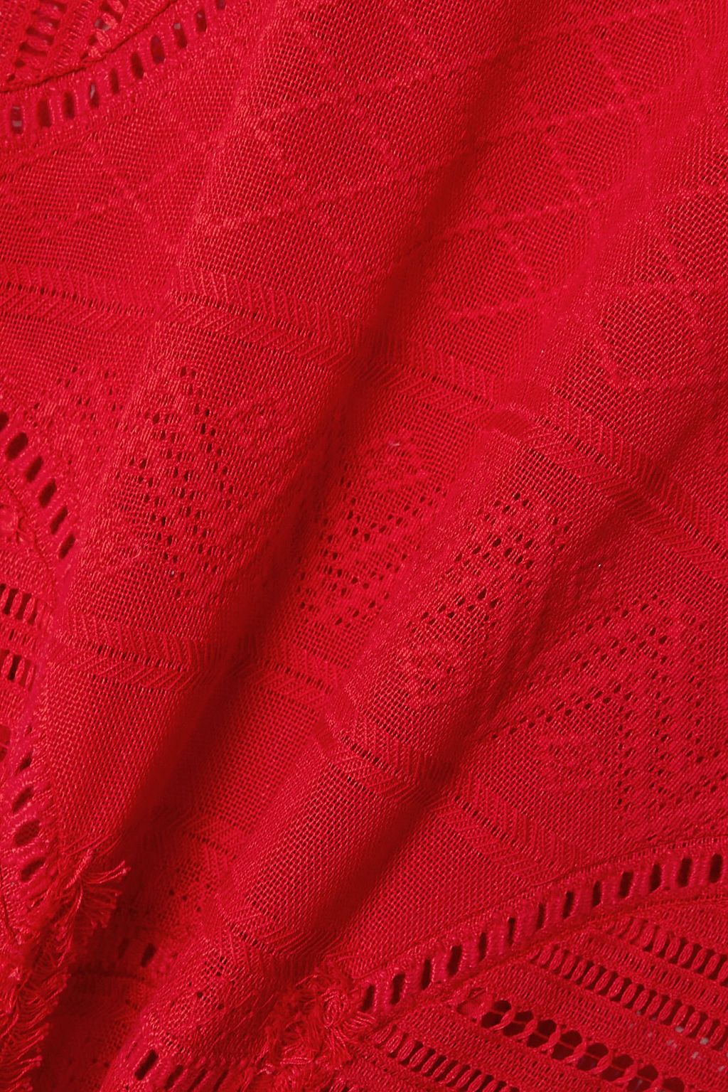 RUE MARISCAL Maxikleid aus gehäkelter Baumwolle mit Stickereien und Fransen
