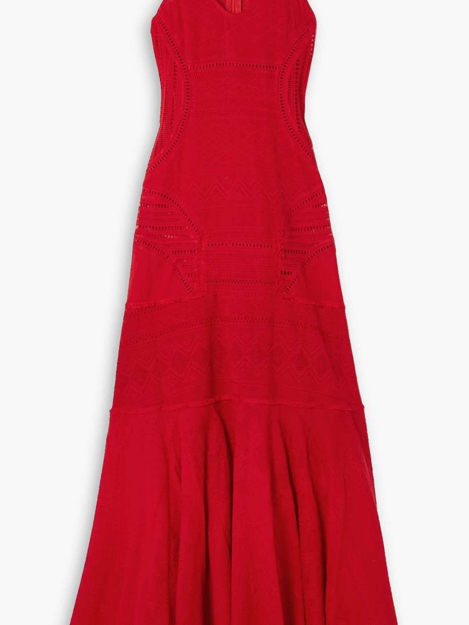 frayed embroidered crocheted cotton maxi dress