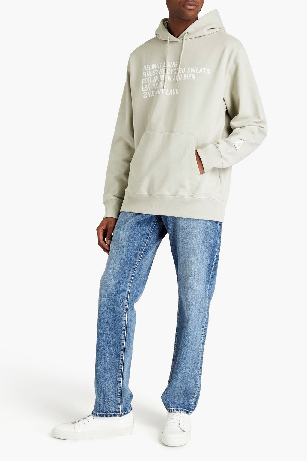 HELMUT LANG Printed French cotton-terry hoodie