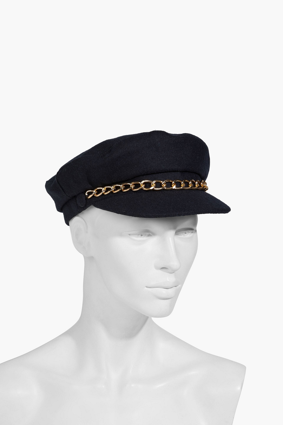 Eugenia Kim Marina Chain-trimmed Wool-blend Felt Cap In Midnight Blue