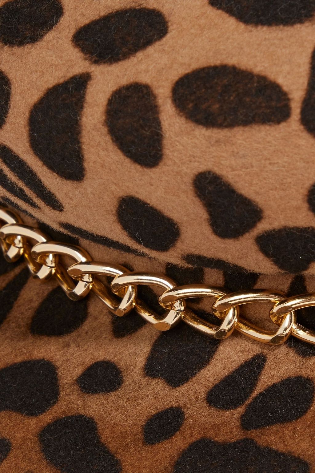 EUGENIA KIM Sabrina chain-embellished leopard-print felt cap