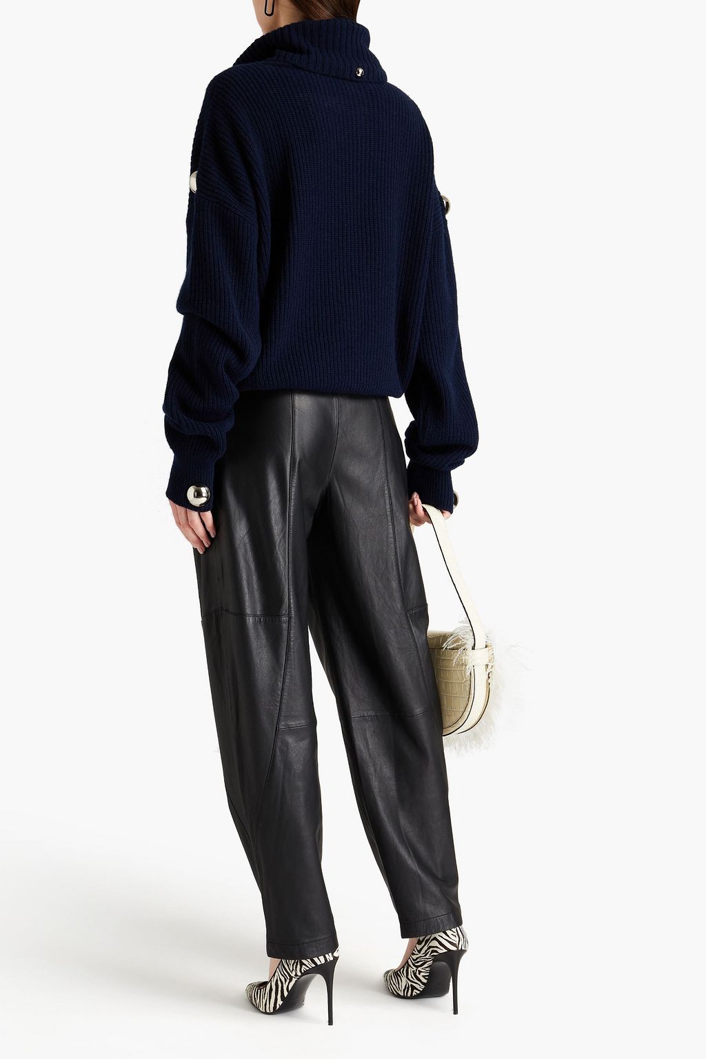 CHRISTOPHER KANE Oversized studded ribbed wool turtleneck sweater
