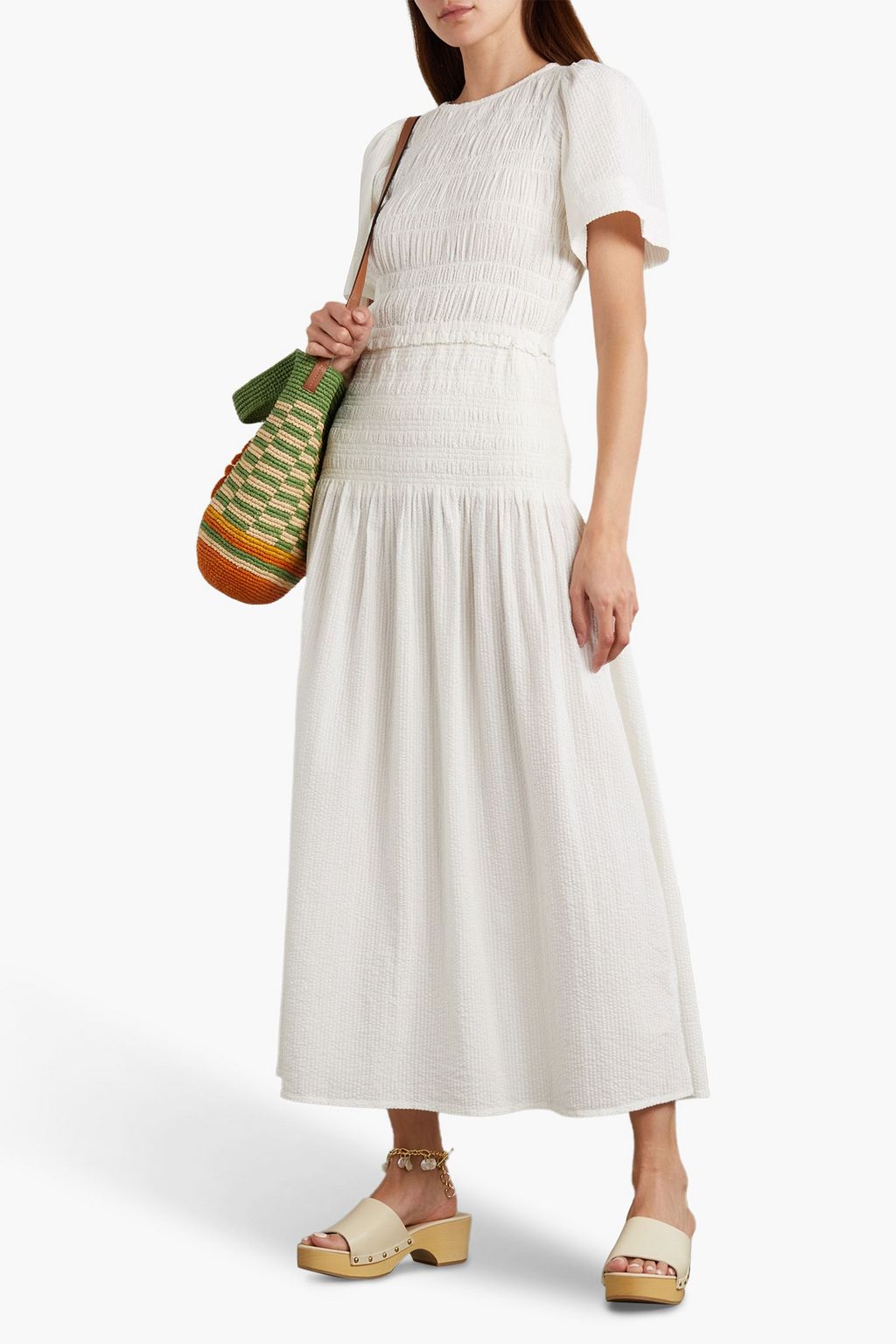 APIECE APART Siempre smocked cotton-seersucker maxi dress
