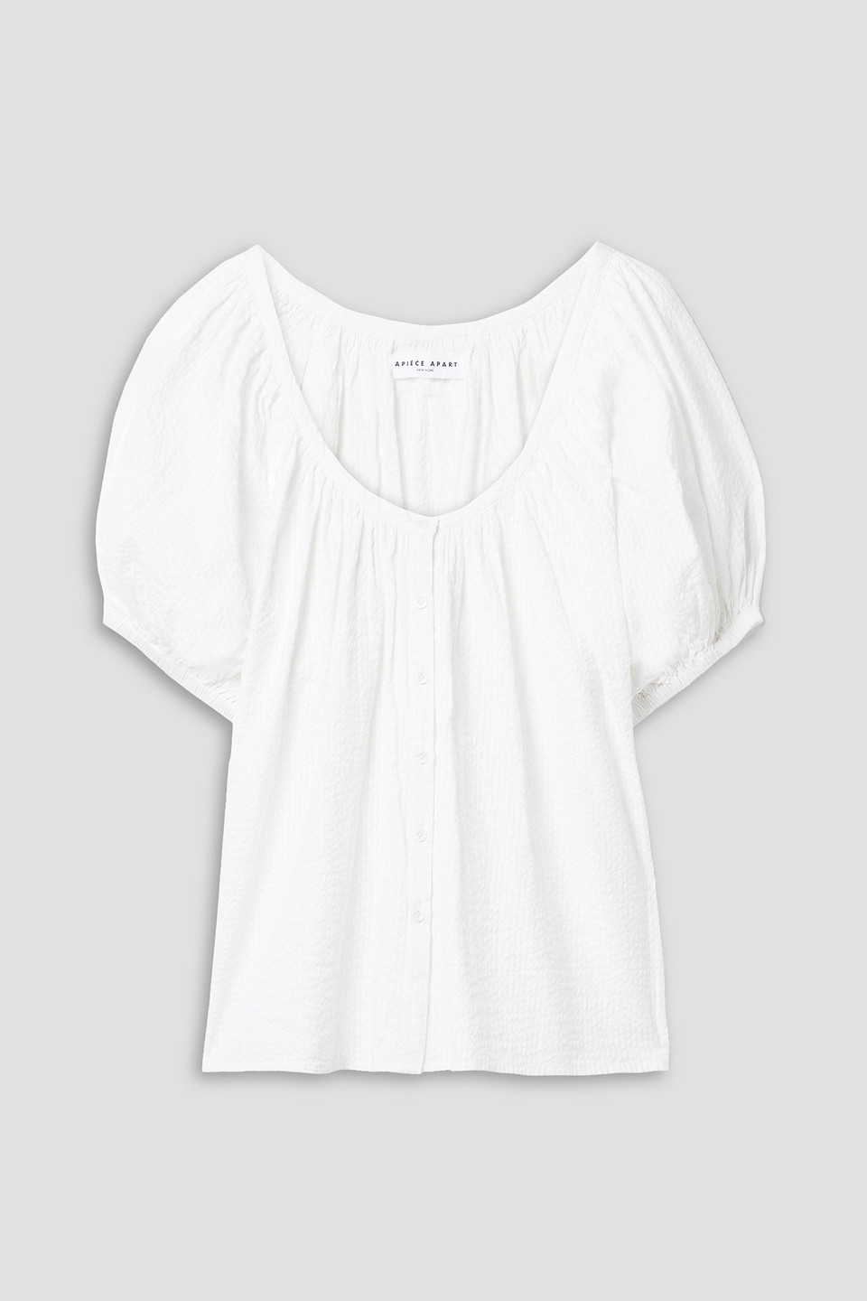 Apiece Apart La Lidia Cotton-seersucker Blouse In White