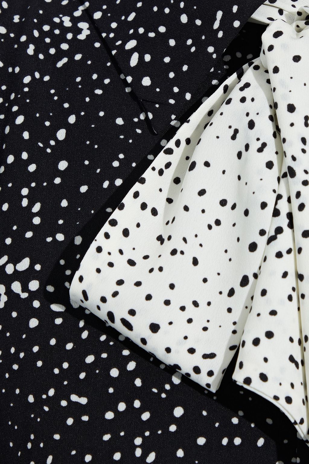 MIKAEL AGHAL Pussy-bow tiered printed crepe dress