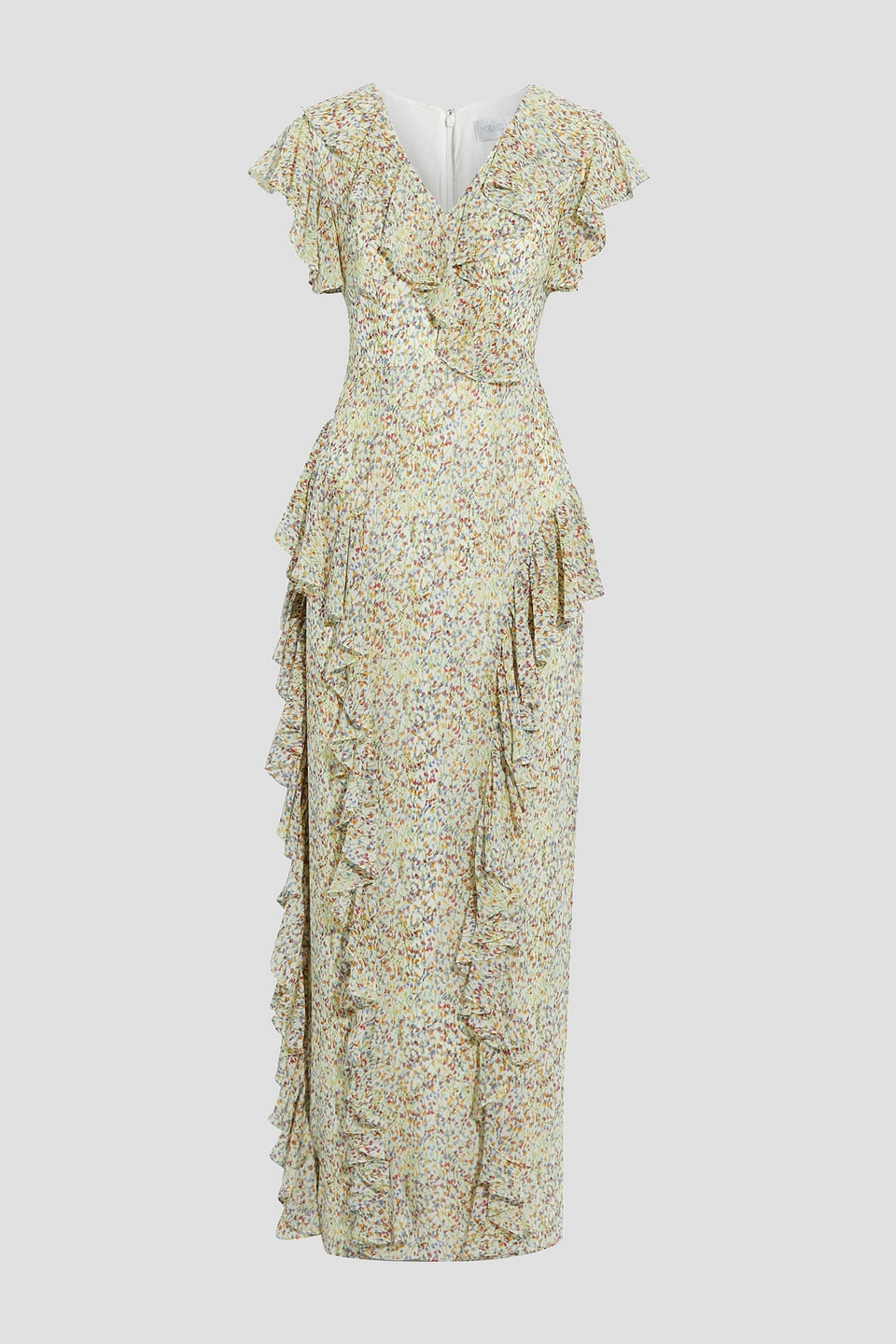 Mikael Aghal Ruffled floral-print chiffon maxi dress